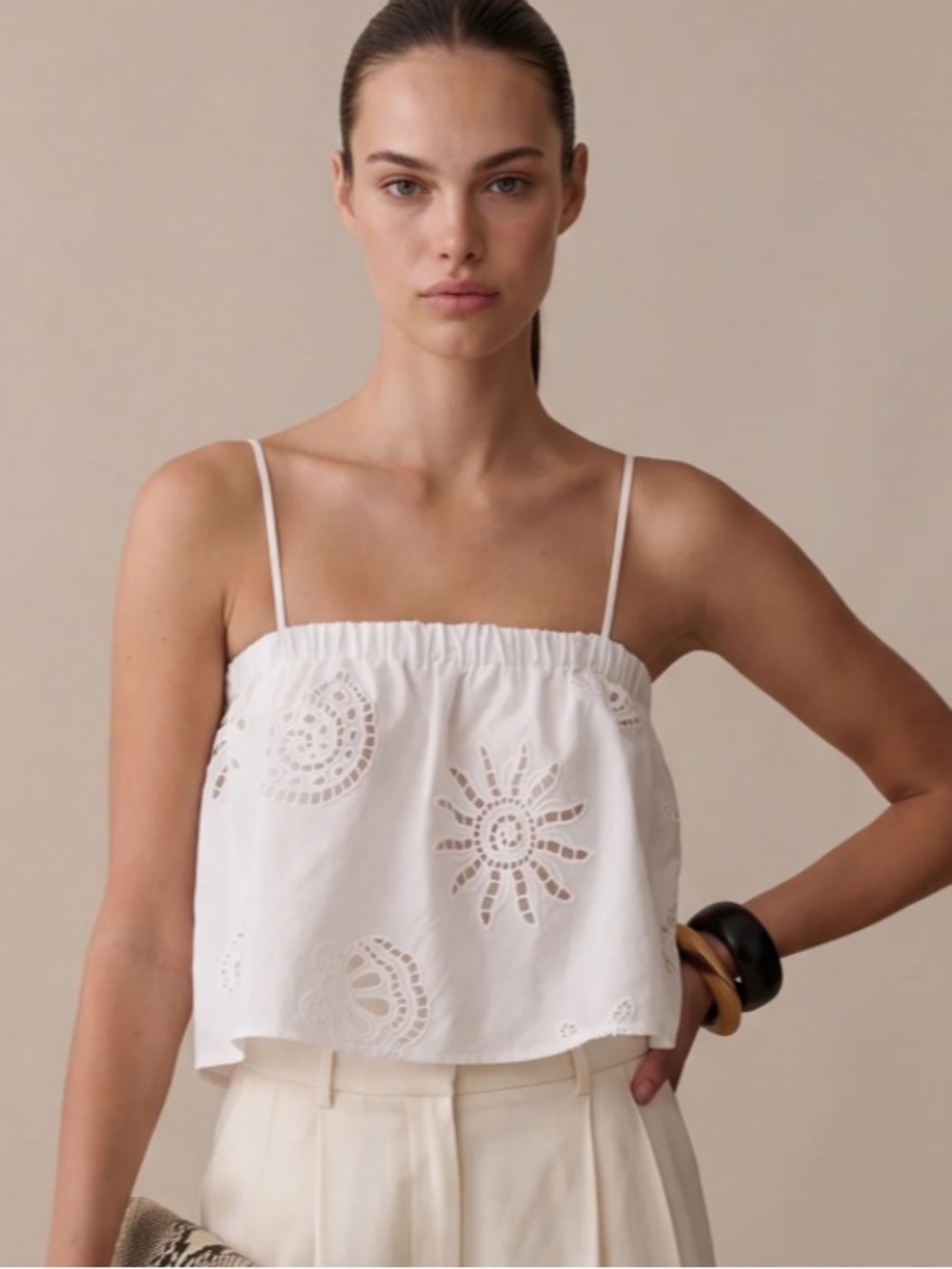 NWT Few Moda Seaside Seashell Eyelet Cotton Tank Size Small